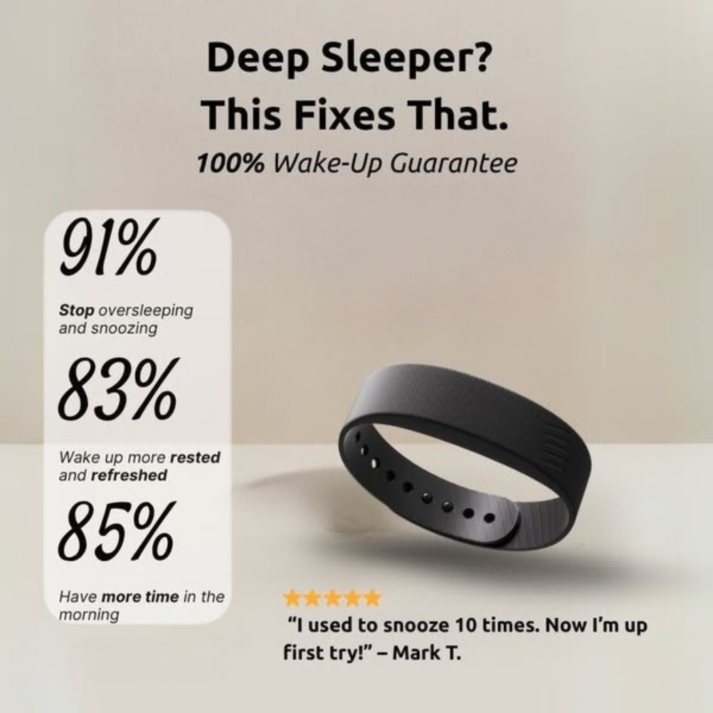 100% Smart Vibrating Wake-Up Alarm - Black